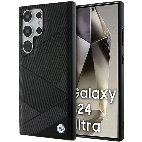 Etui BMW Signature Leather Crossing Lines Pattern para Samsung Galaxy S24 Ultra - preto