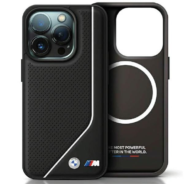 Capa BMW Perforated Twisted Line MagSafe para iPhone 15 / 14 / 13 - preta
