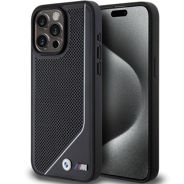 Capa BMW Perforated Twisted Line MagSafe para iPhone 15 Pro - preta