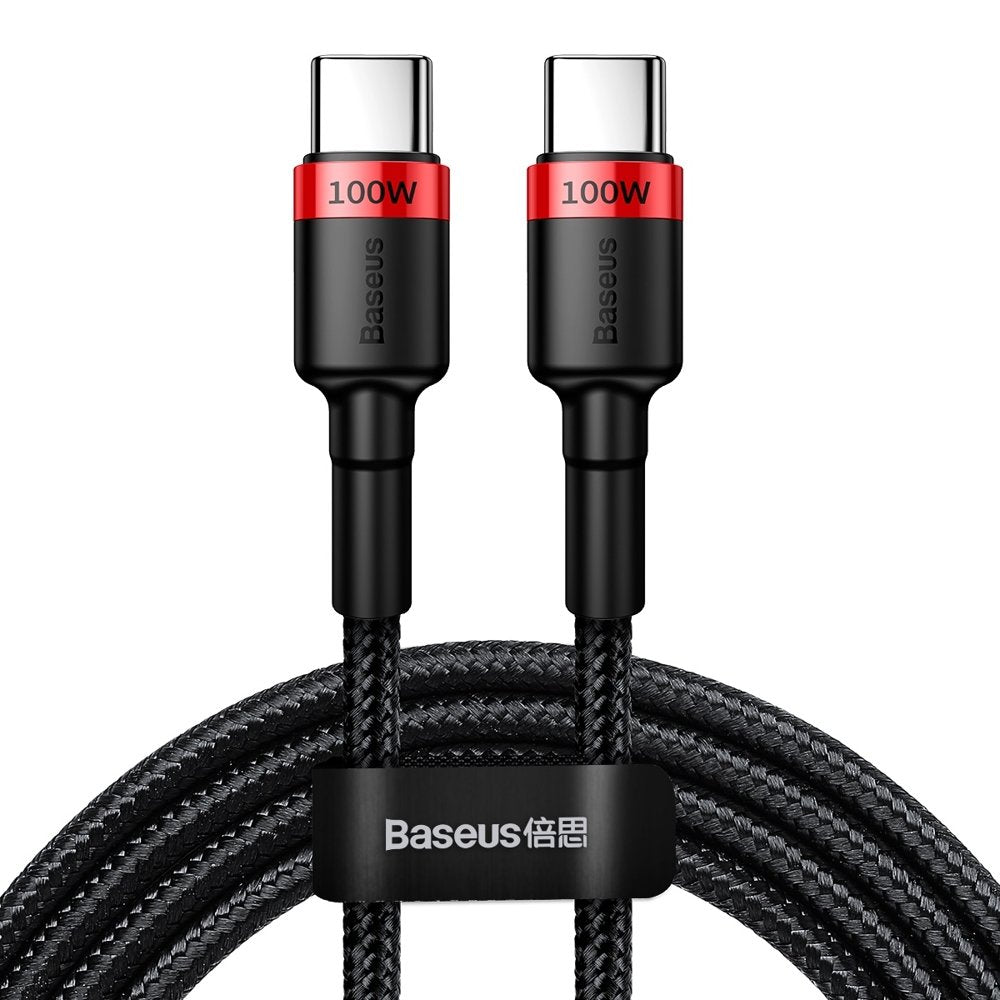 Cabo Baseus CATKLF-AL91 USB-C - USB-C PD QC 100W 5A 480Mb/s 2m - preto e vermelho