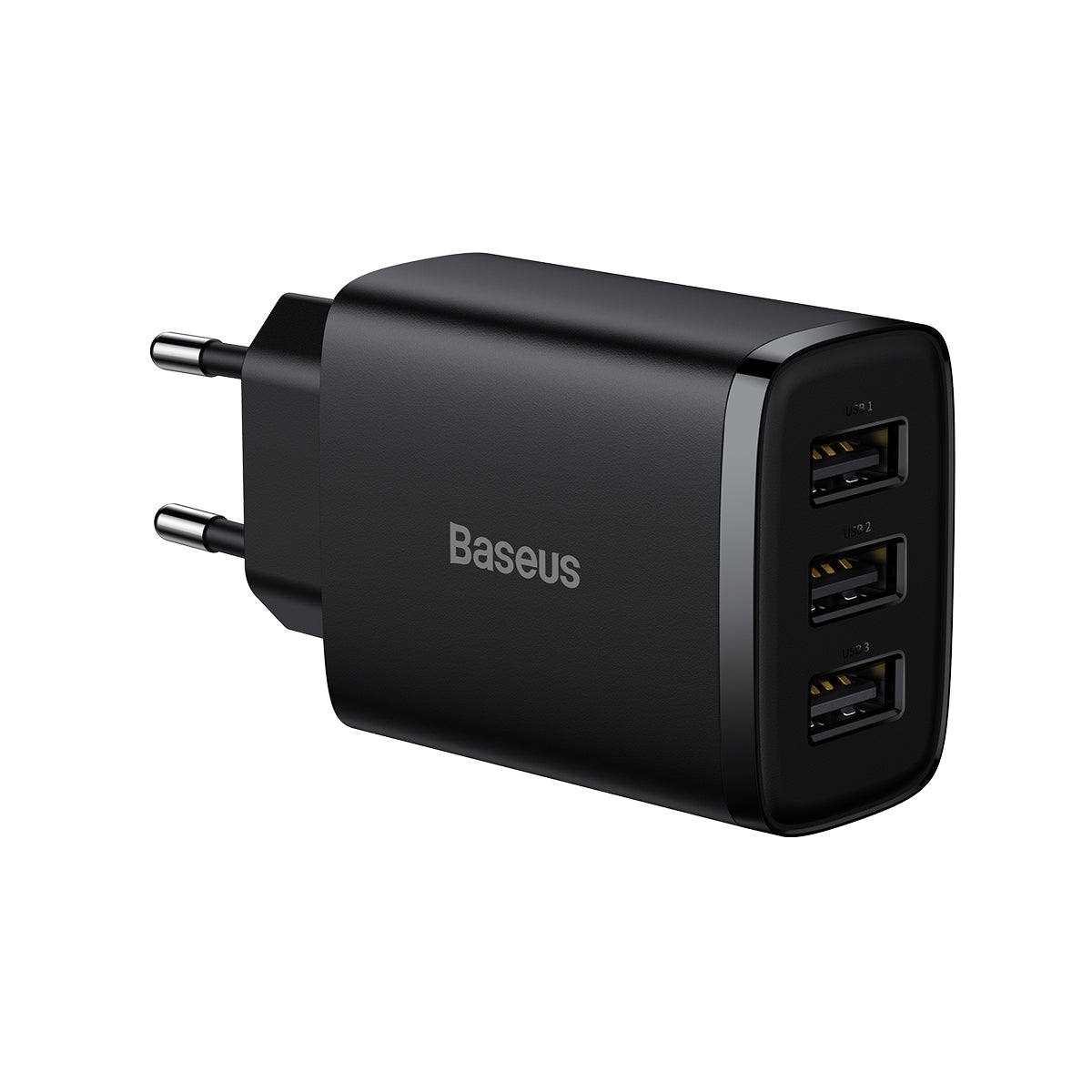 Baseus Compact Carregador de Rede 3x USB 17W Preto (CCXJ020101)