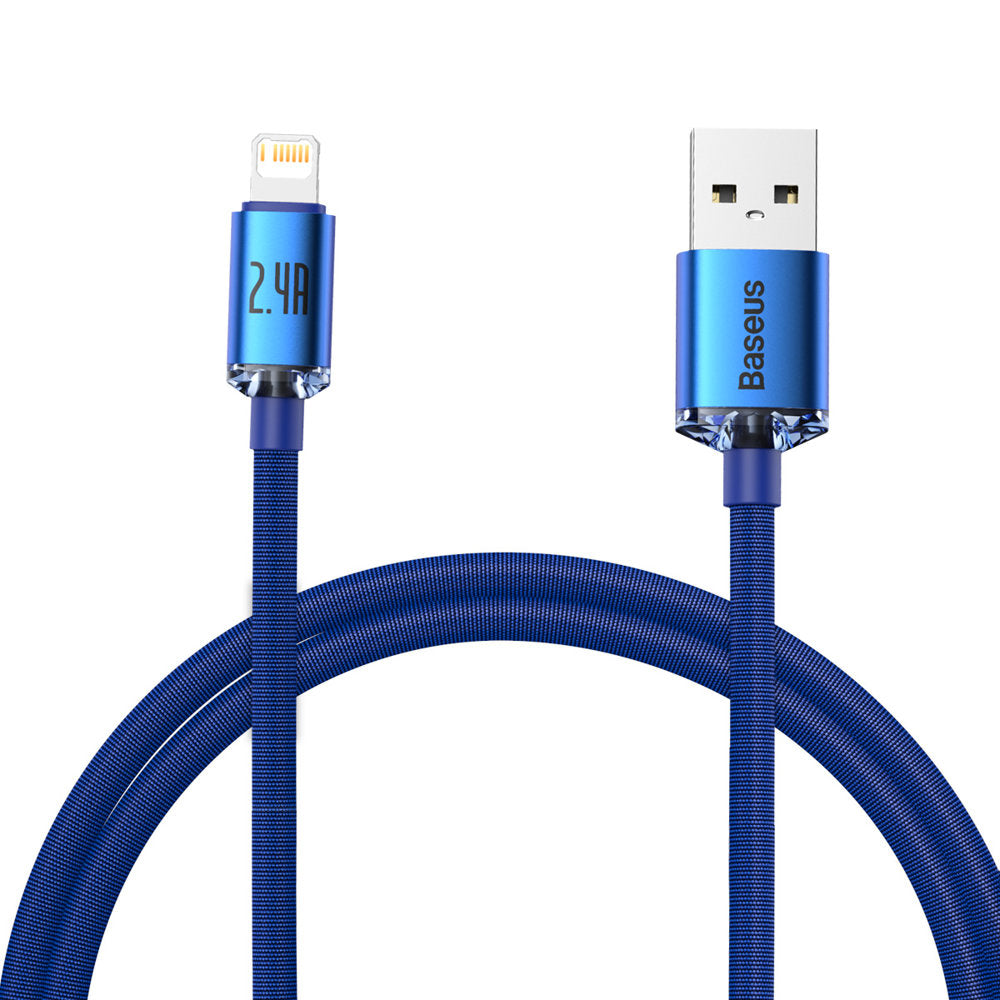 Série Baseus Crystal Shine cabo USB para carregamento rápido e transferência de dados USB Tipo A - Lightning 2,4A 1,2m azul (CAJY000003)