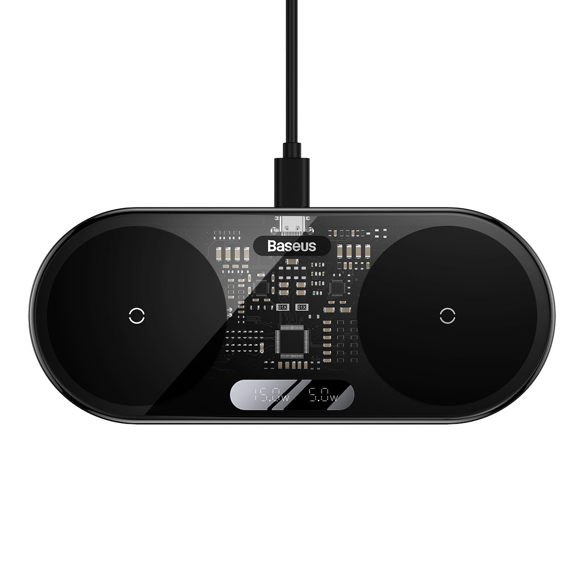 Baseus Digital LED Display carregador sem fio duplo com display digital 20W preto (WXSX010101)