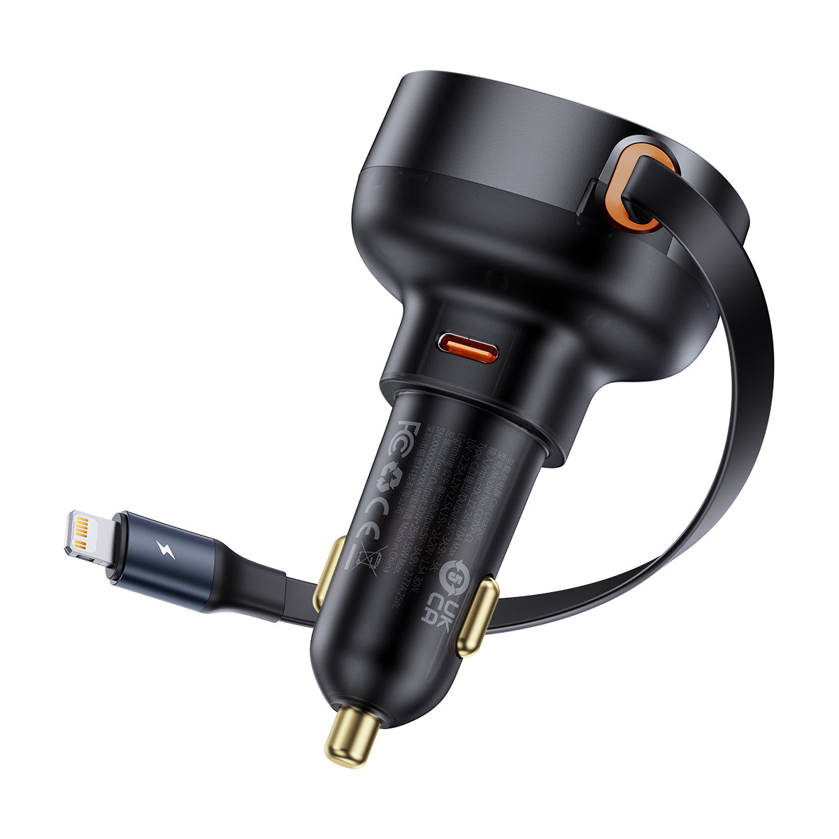 Carregador de carro Baseus Enjoyment Pro USB-C (feminino) / Lightning (masculino) 60W - preto