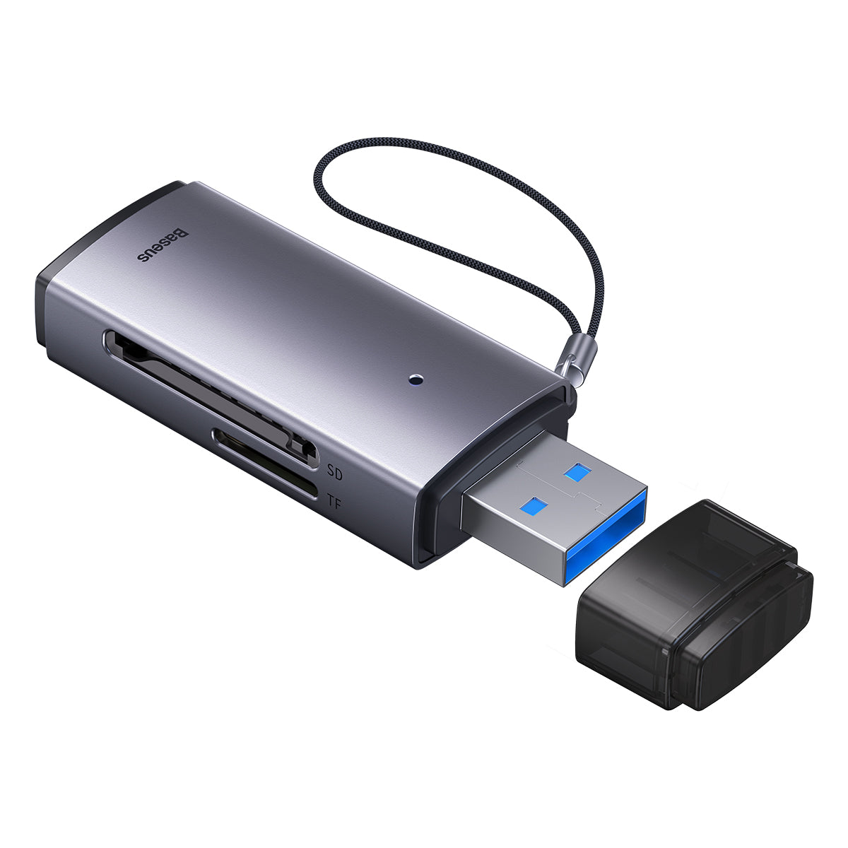 Adaptador da série Baseus Lite leitor de cartões SD/TF USB cinza (WKQX060013)