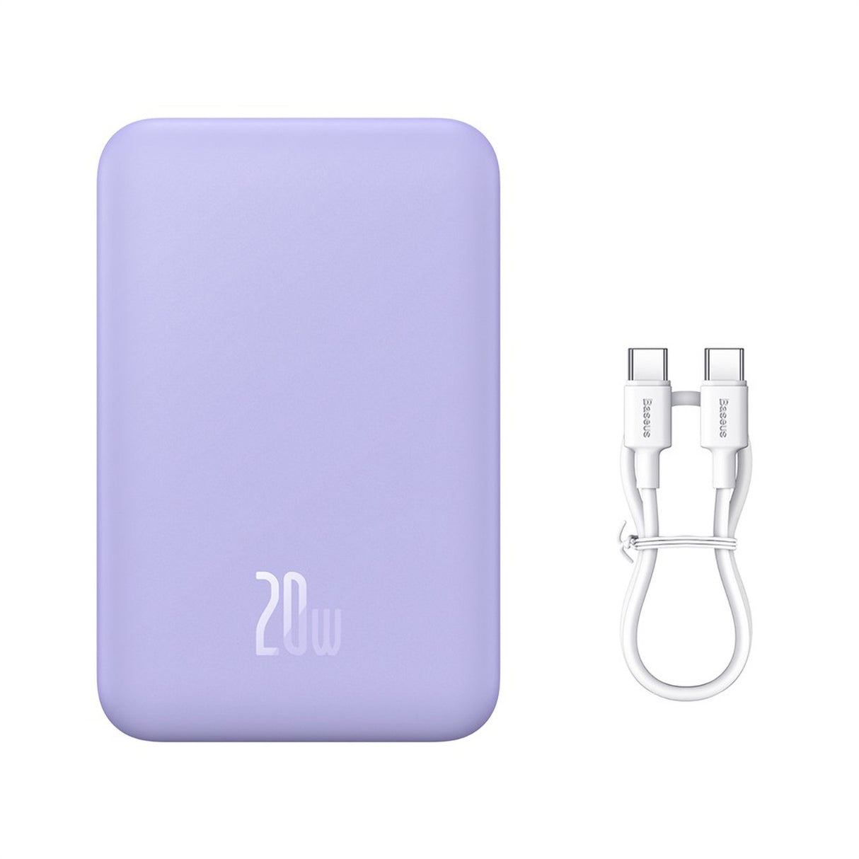 Powerbank Baseus Magnético Mini 20000 mAh 20W - roxo + cabo USB-C / USB-C