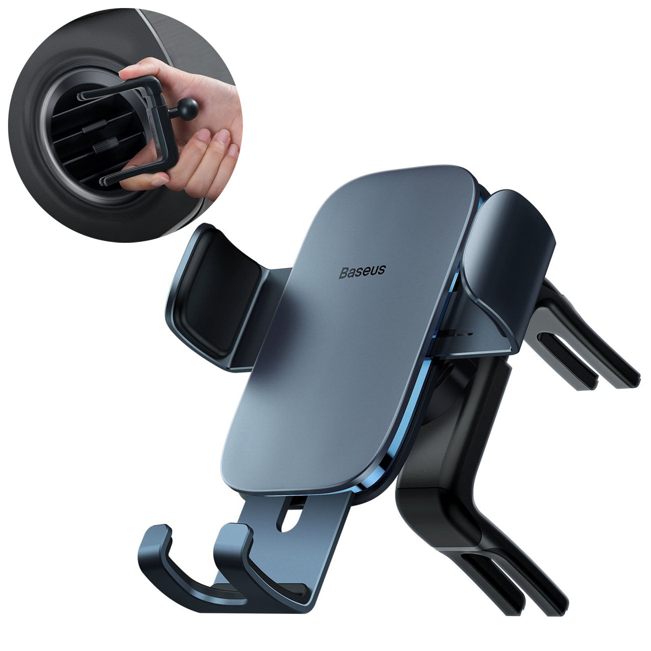 Baseus Metal Age II suporte gravitacional para grade de ventilação redonda do carro na cor cinza escuro (SUJS030013)