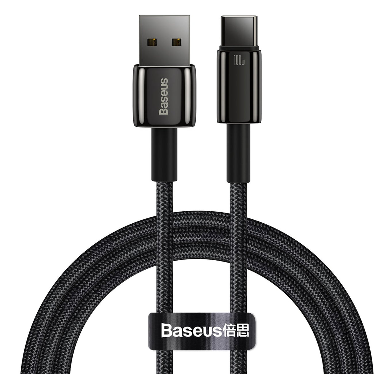 Baseus Tungsten Gold cabo USB-A - USB-C 480Mb/s 100W 1m preto (CAWJ000001)