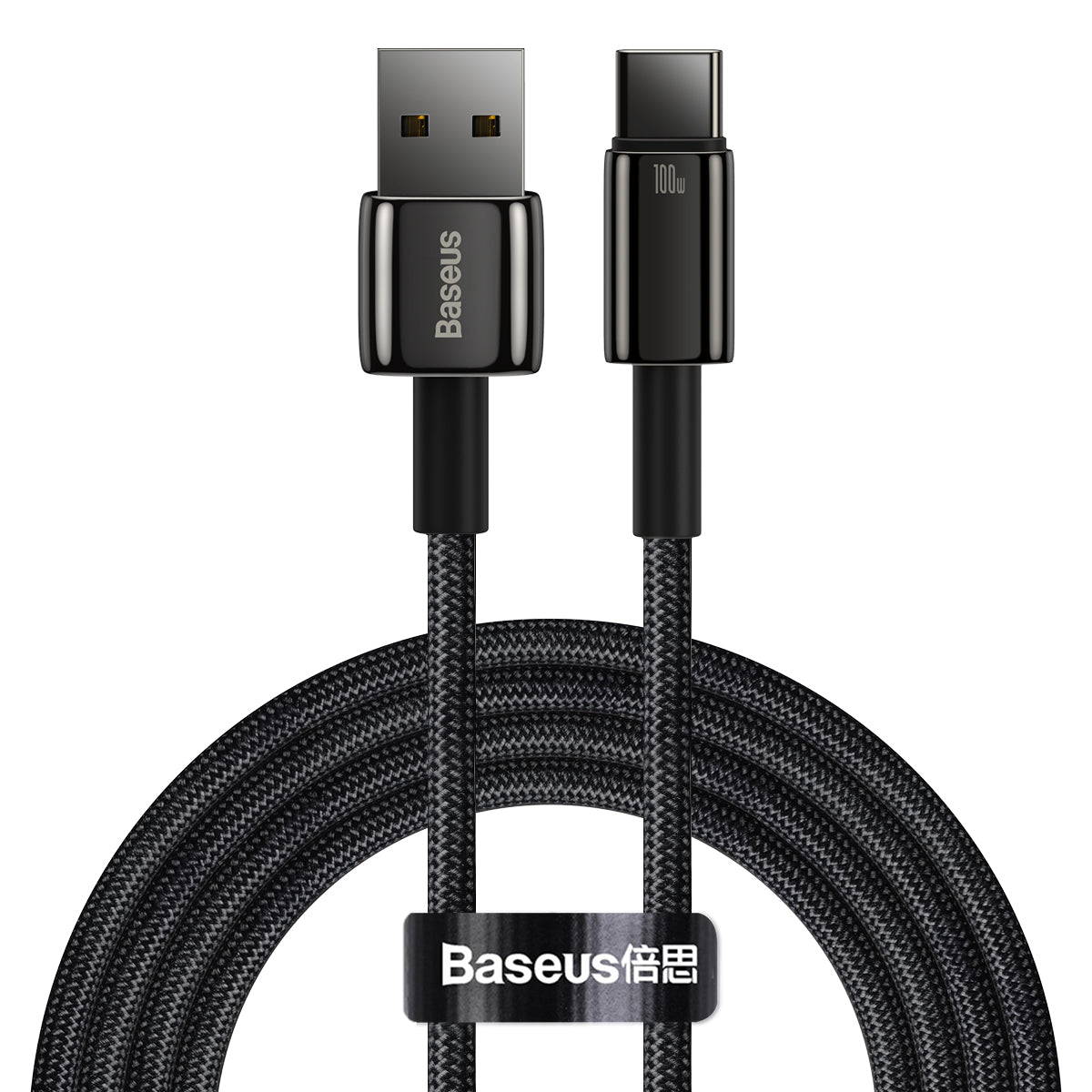 Cabo Baseus Tungsten Gold USB-A para USB-C 480Mb/s 100W 2m preto (CAWJ000101)