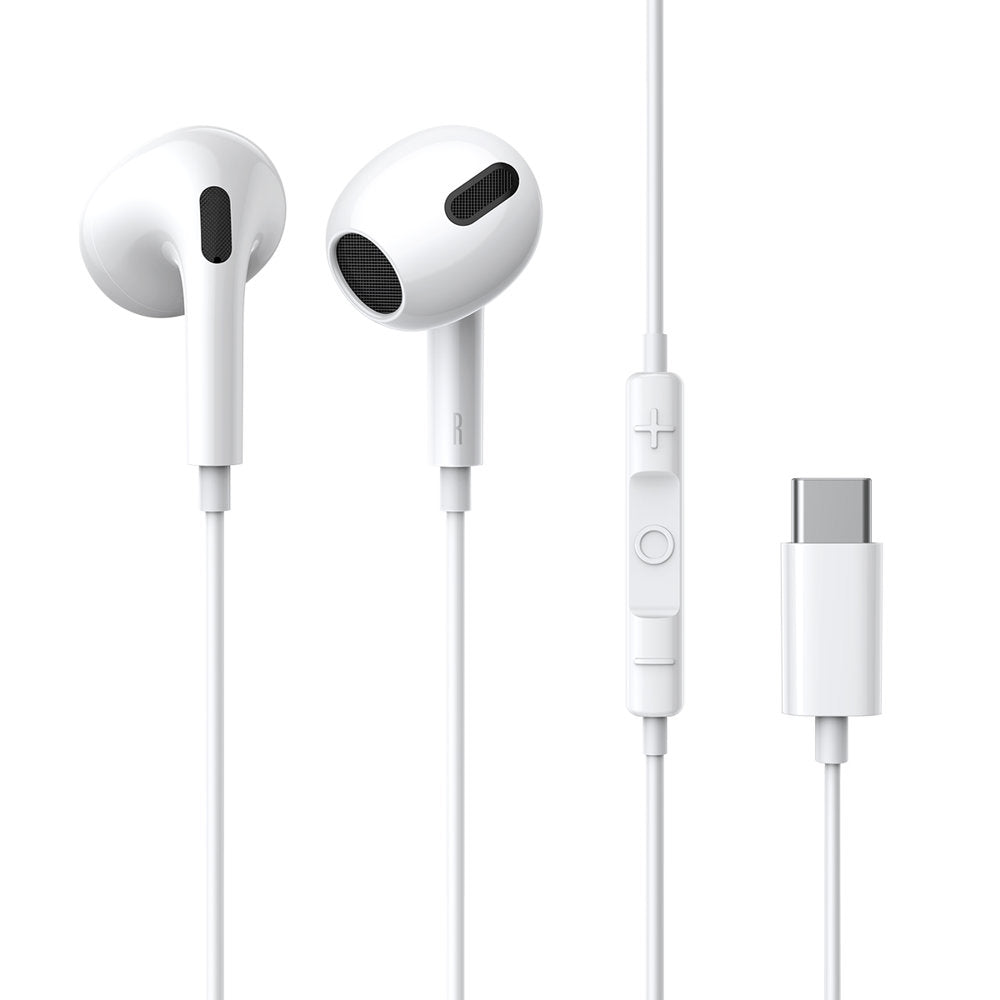 Fones de ouvido intra-auriculares Baseus Encok C17 com cabo e microfone USB Tipo C brancos (NGCR010002)