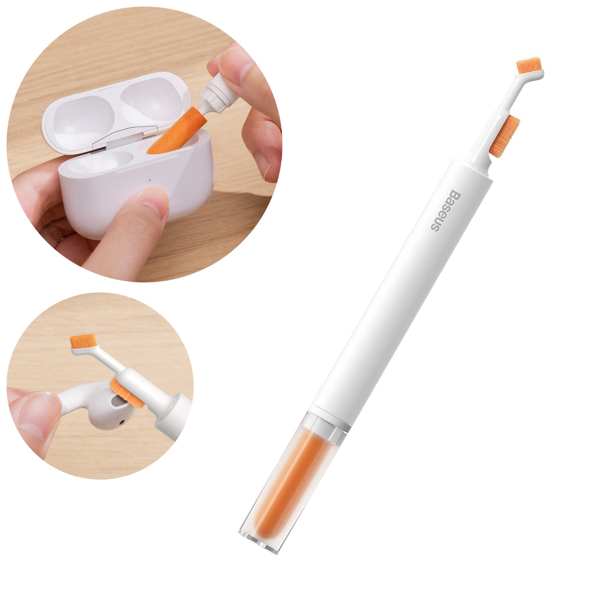 Baseus escova de limpeza para fones de ouvido branca (NGBS000002)
