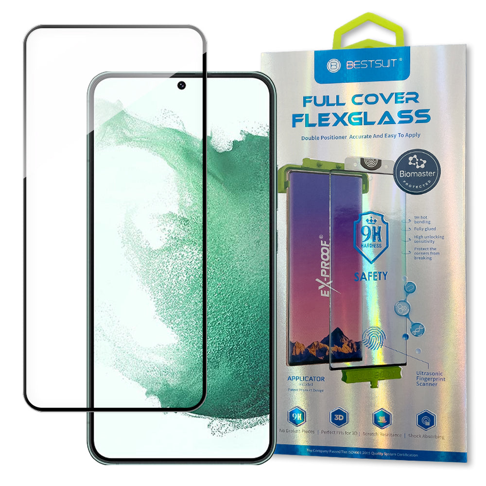 Folia de vidro temperado Bestsuit 3D Edge Nano Flexi Glass com cobertura total da tela e borda para Samsung Galaxy S22+ (S22 Plus) transparente