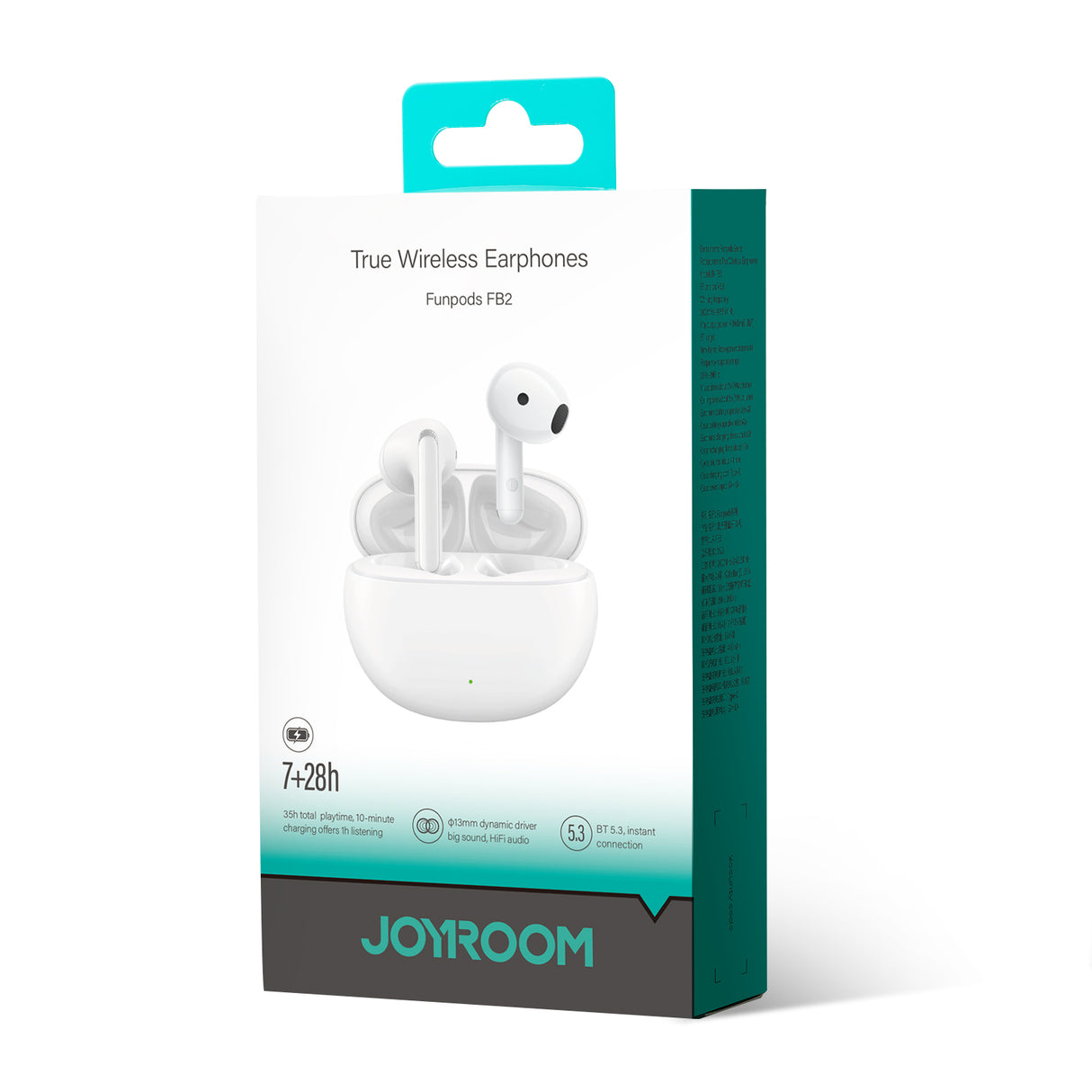 Fones de ouvido sem fio intra-auriculares Joyroom Funpods (JR-FB2) - brancos