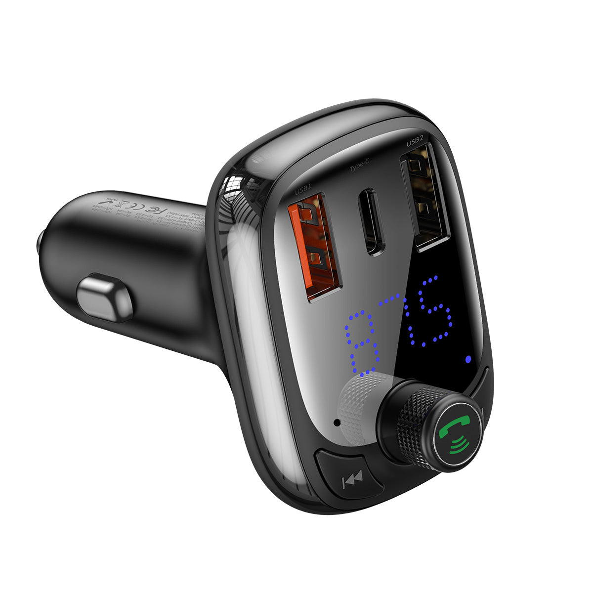 Transmissor Bluetooth / Carregador de carro Baseus S-13 (Edição Internacional) - preto