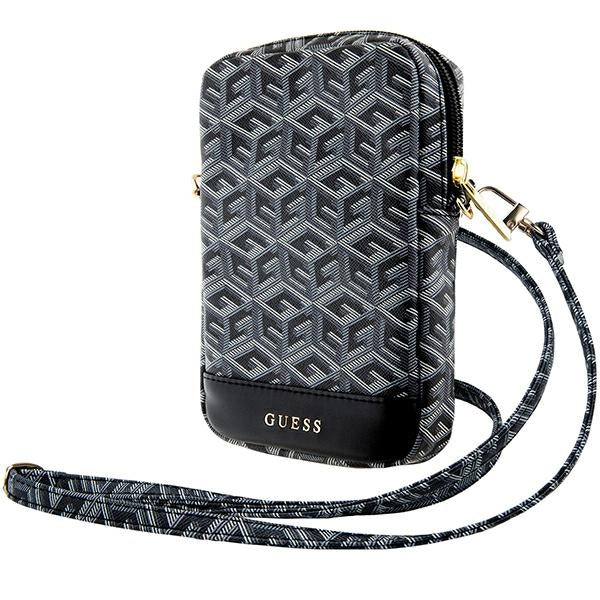 Bolsa Guess Zip GCube Bottom Stripe para telefone - preta