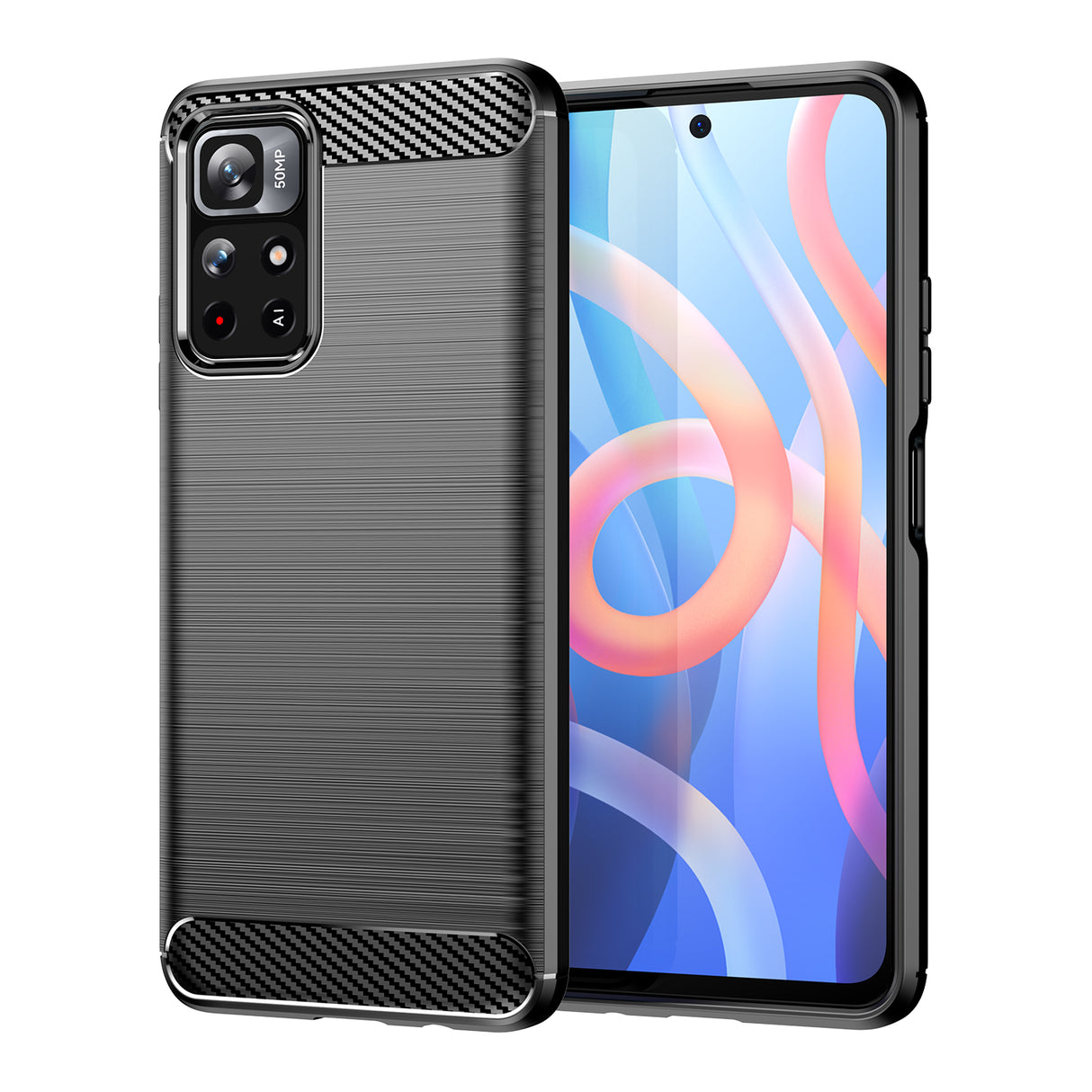 Capa flexível Carbon Case para Xiaomi Redmi Note 11 na cor preta.