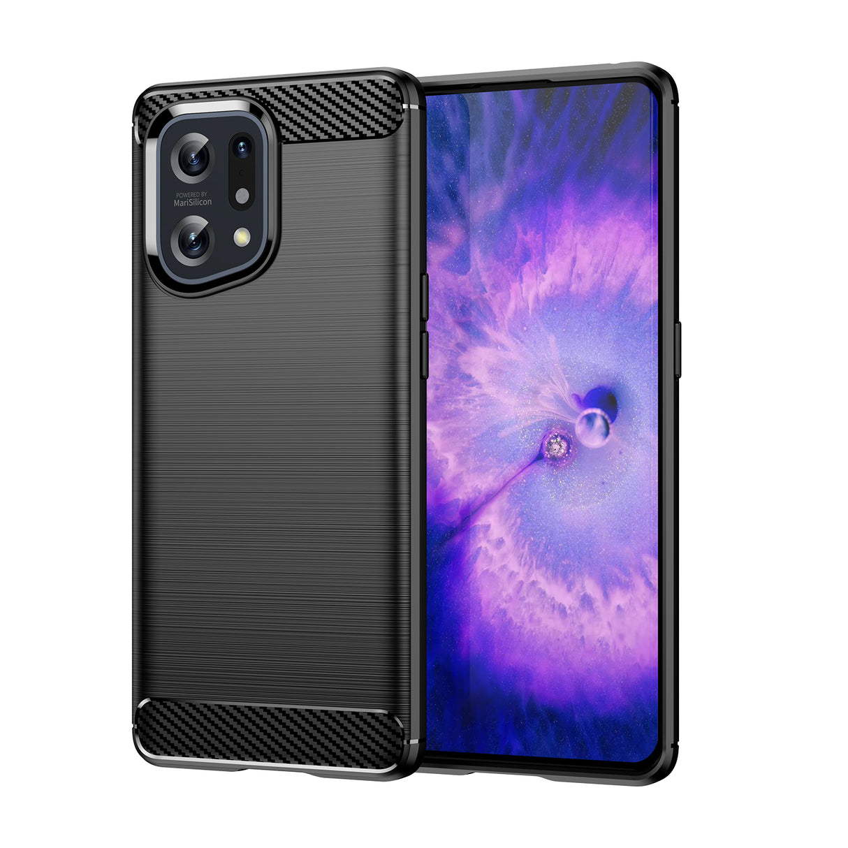 Capa de Carbono flexível para Oppo Find X5 preta