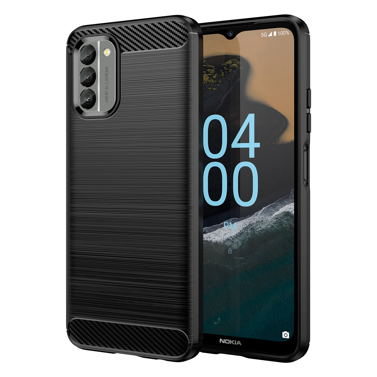 Capa de Carbono para Nokia G400, estojos flexíveis de silicone carbonado, na cor preta.