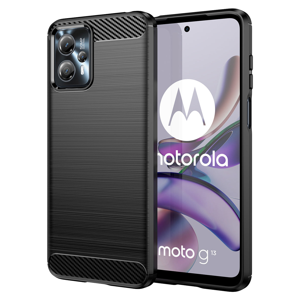 Capa de Carbono para Motorola Moto G13 em Silicone Flexível Preto