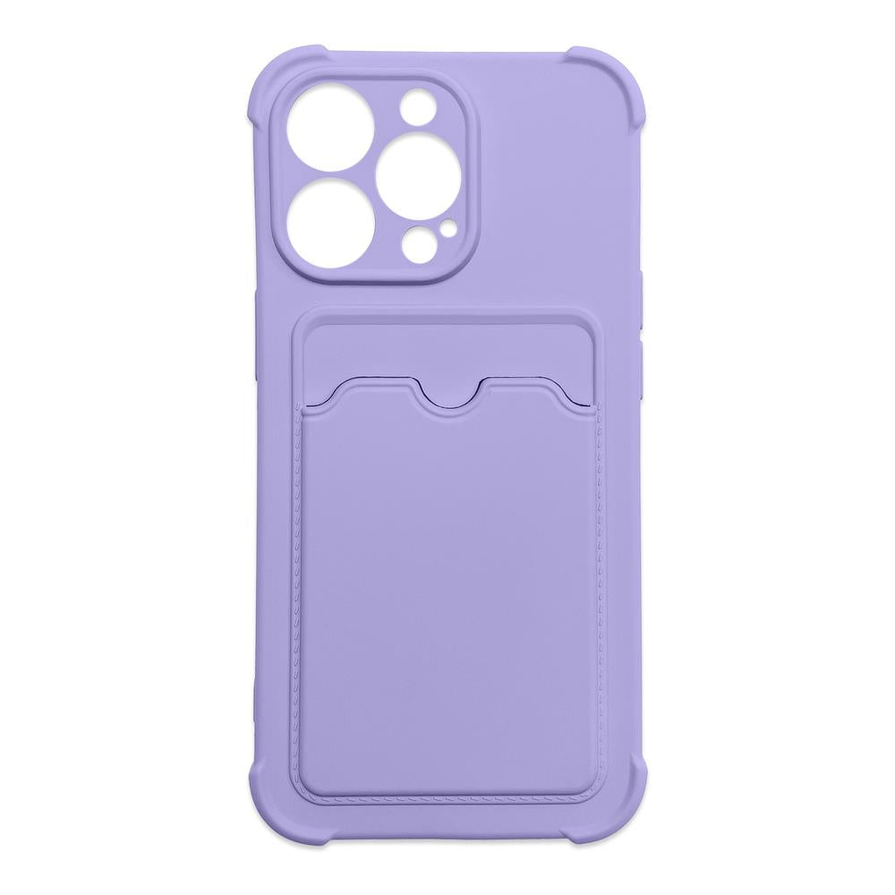 Capa de Armadura para Cartões, estojo protetor para iPhone 12 Pro, carteira para cartão, capa de silicone resistente, Air Bag na cor roxa