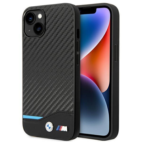 Capa BMW Leather Carbon para iPhone 14 Plus - preta