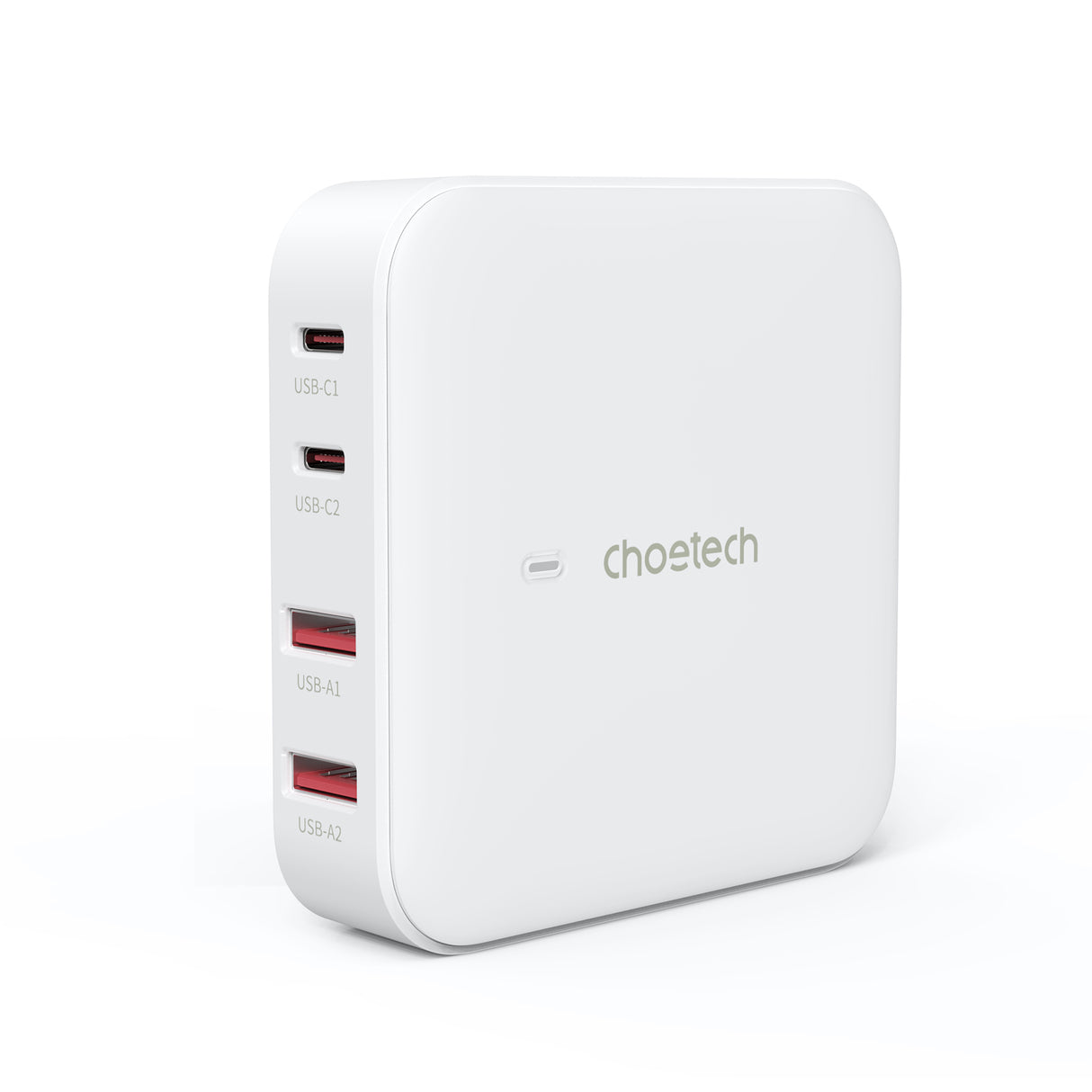 Carregador rápido de rede GaN Choetech PD8008 100W 2x USB-A / 2x USB-C - branco