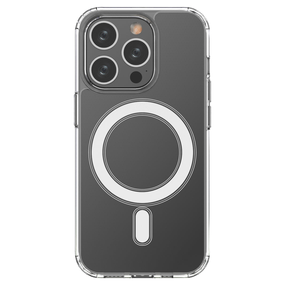 Capa Magnética Transparente Clear Magnetic Case com MagSafe para iPhone 14 Pro com anel prateado - transparente