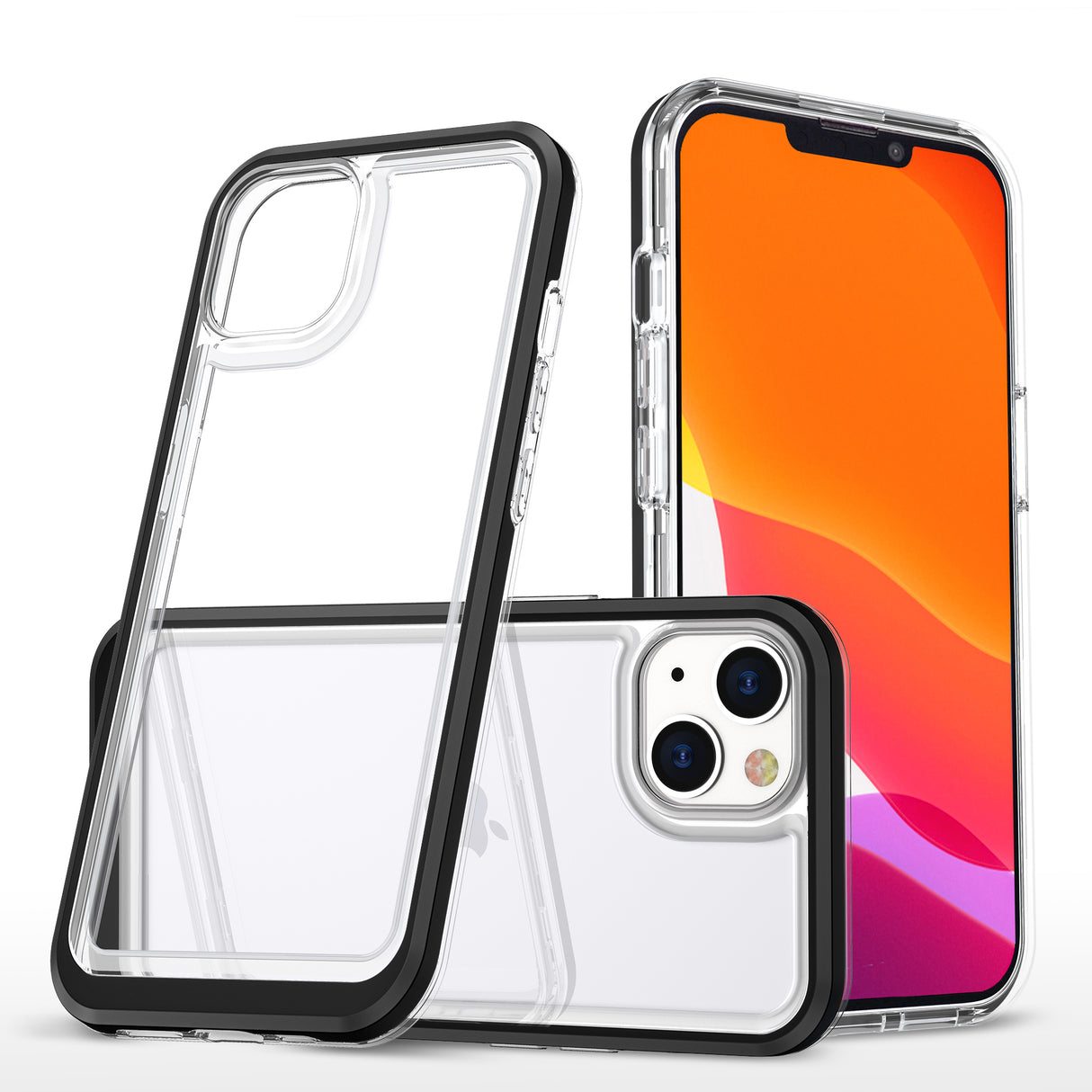 Capa gel 3 em 1 transparente para iPhone 13 mini com moldura preta