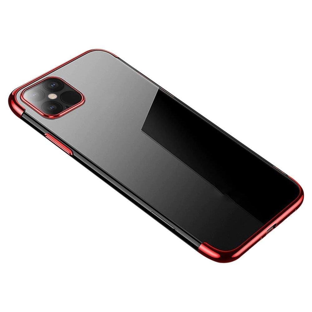 Capa transparente com moldura metálica vermelha para Samsung Galaxy A22 4G