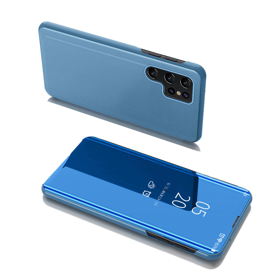 Capa Clear View com tampa para Samsung Galaxy S22 Ultra na cor azul