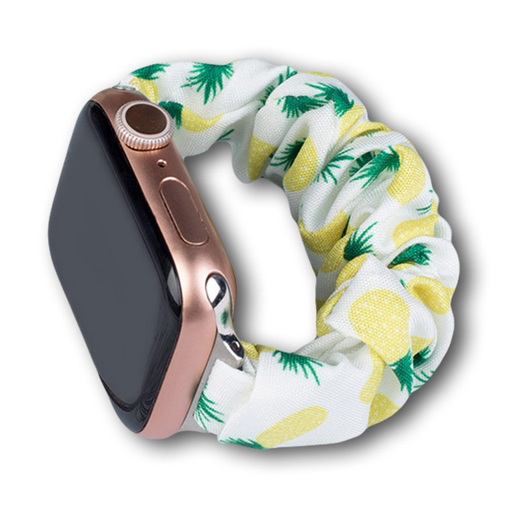 Pulseira de tecido para Watch 7 / 6 / 5 / 4 / 3 / 2 / SE (45 / 44 / 42mm) pulseira elástica com estampa de abacaxi