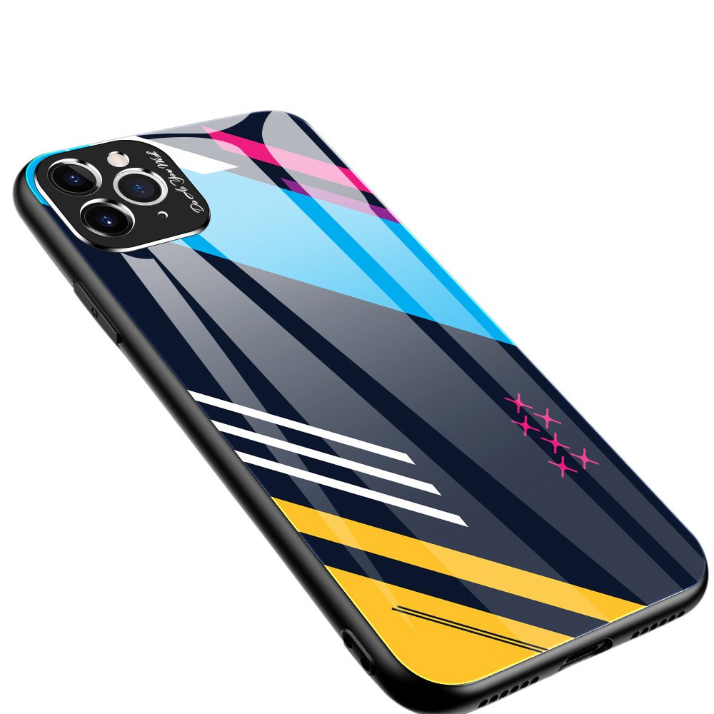 Capa de Vidro Colorida etui capa protetora de vidro temperado com proteção para câmera para iPhone 11 Pro Max padrão 1