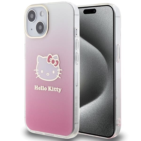 Capa Hello Kitty IML Gradient Electrop Kitty Head para iPhone 15 - rosa
