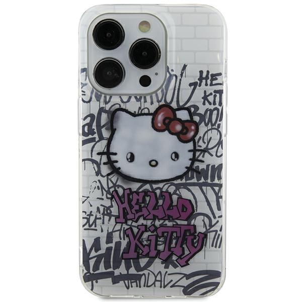 Etui Hello Kitty IML Kitty On Bricks Graffiti para iPhone 15 - branco