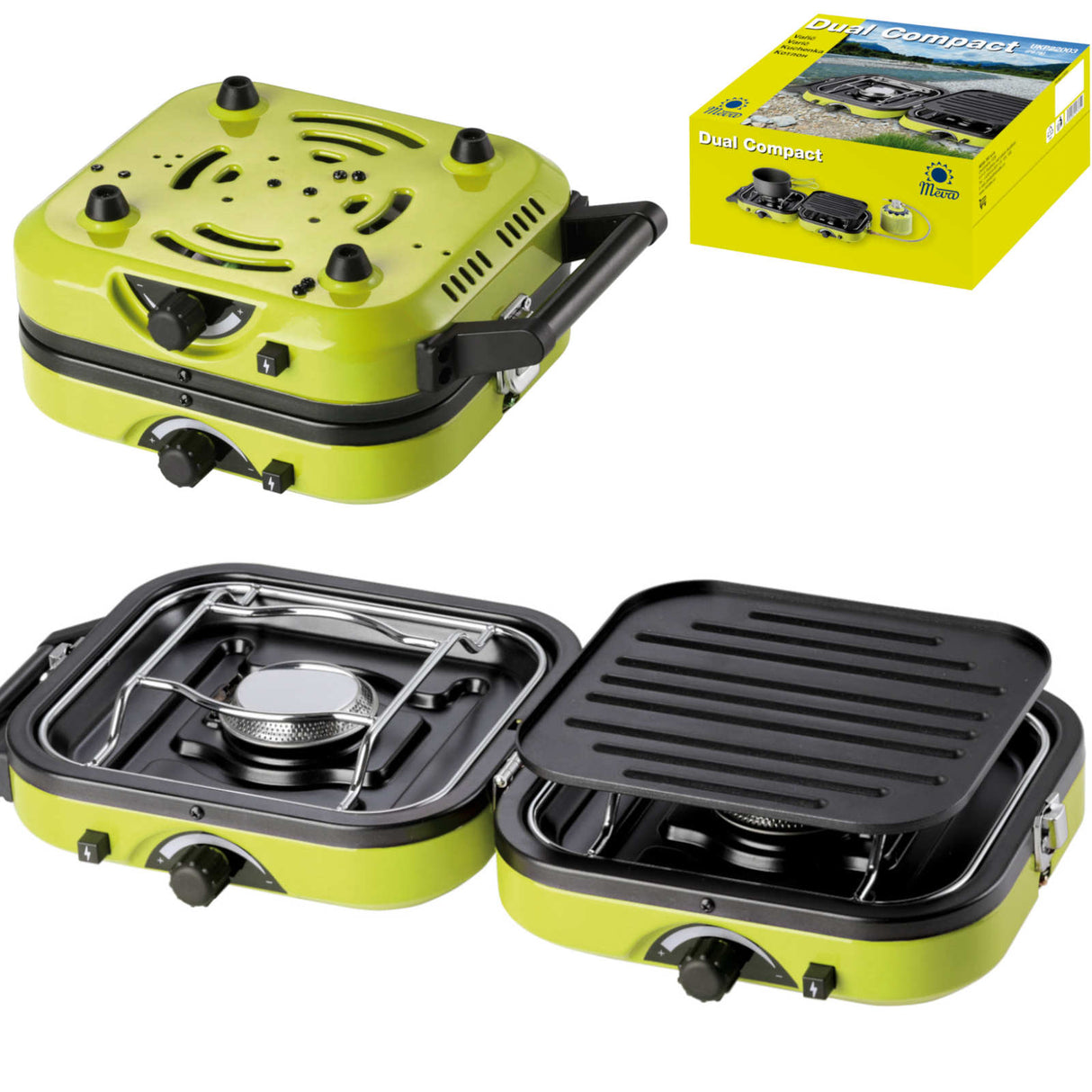 Fogareiro de camping duplo DUAL COMPACT + GRILL