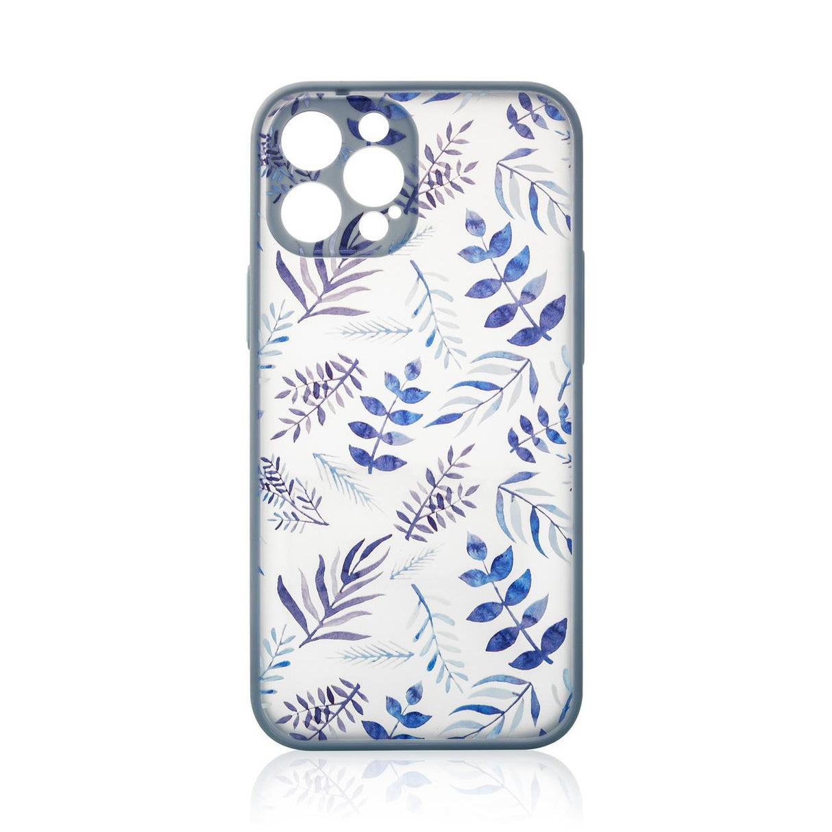 Capa para iPhone 12 Pro Max com design de flores em azul escuro.