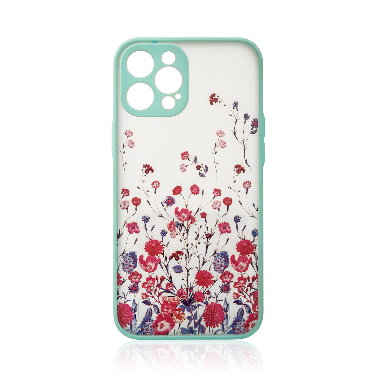 Capa para iPhone 13 Pro Max com design de flores verdes.