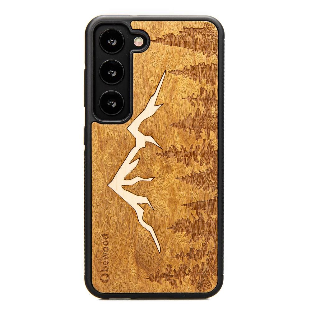 Estojo de madeira para Samsung Galaxy S23 Bewood Montanhas Imbuia