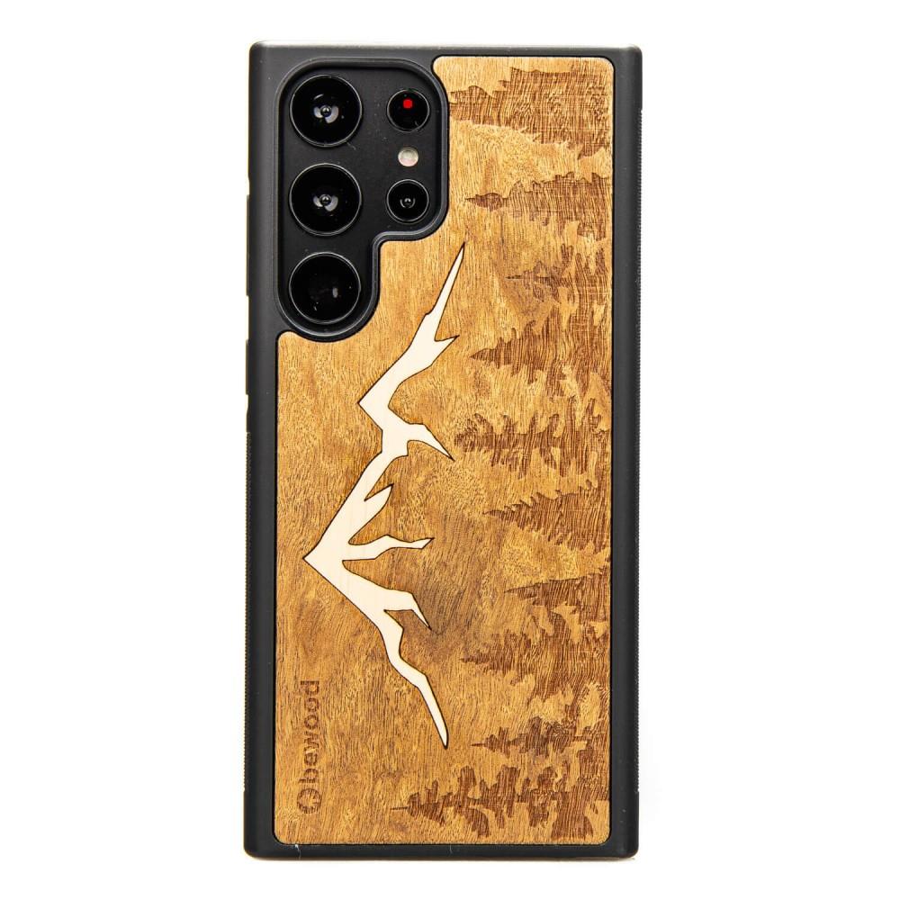 Estojo de madeira para Samsung Galaxy S23 Ultra Bewood Imbuia Montanhas