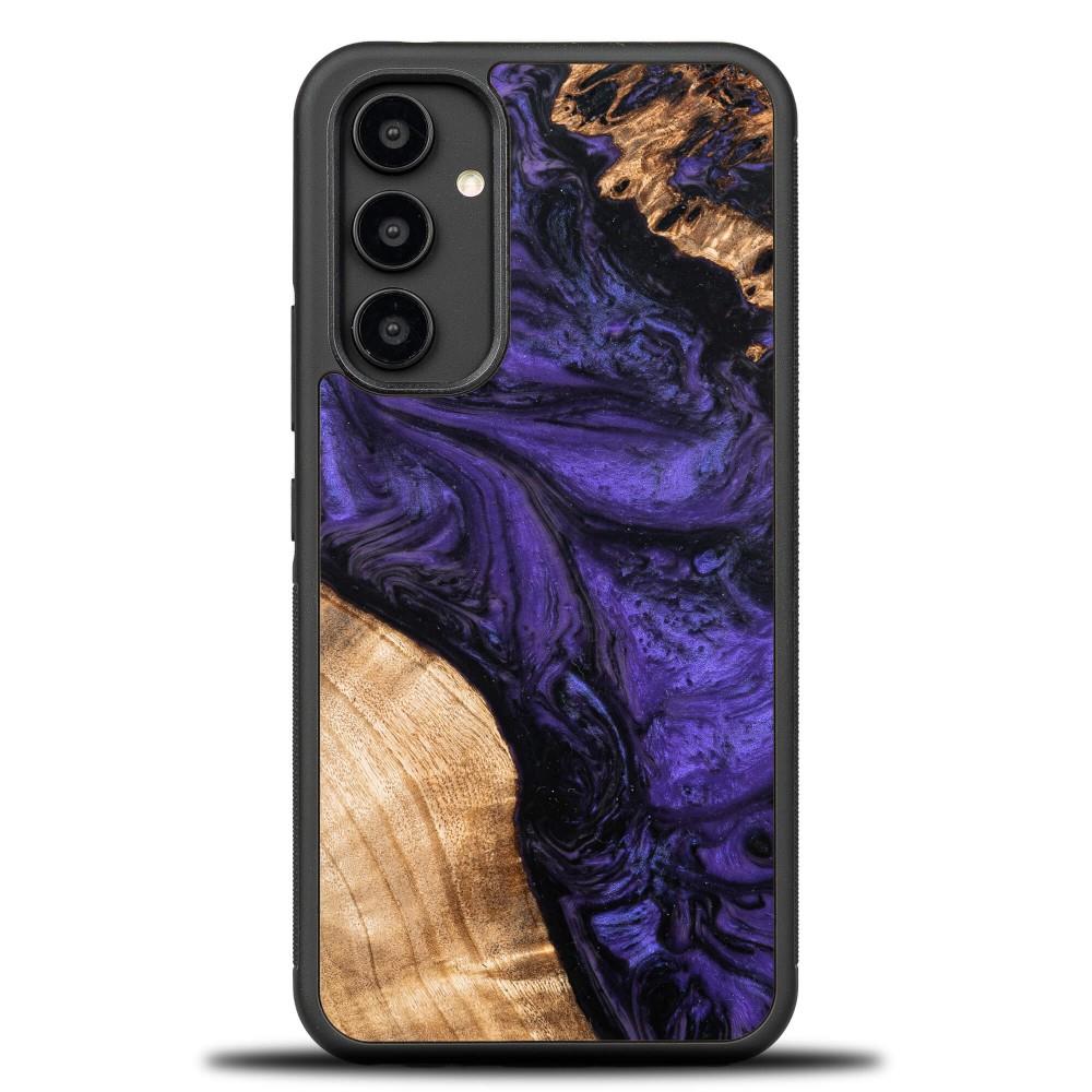 Capa para Samsung Galaxy A54 5G Bewood Unique Violet em madeira e resina - violeta e preta