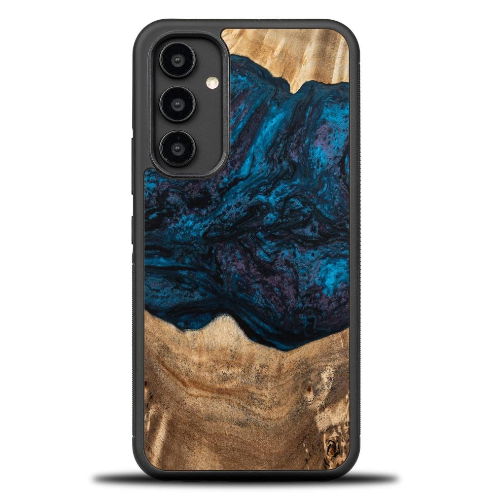 Estojo de madeira e resina para Samsung Galaxy A54 5G Bewood Unique Neptun - azul-marinho e preto
