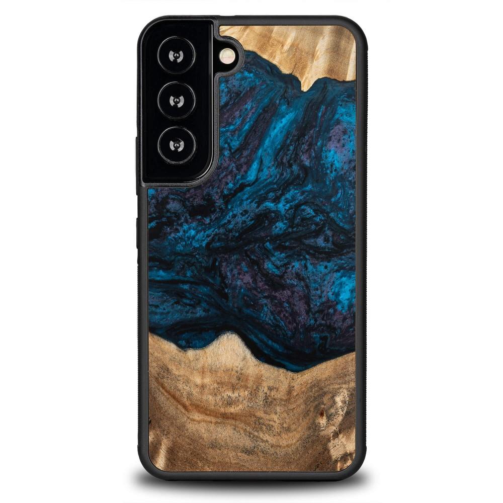 Estojo de madeira e resina para Samsung Galaxy S22 Bewood Unique Neptun - azul-marinho e preto