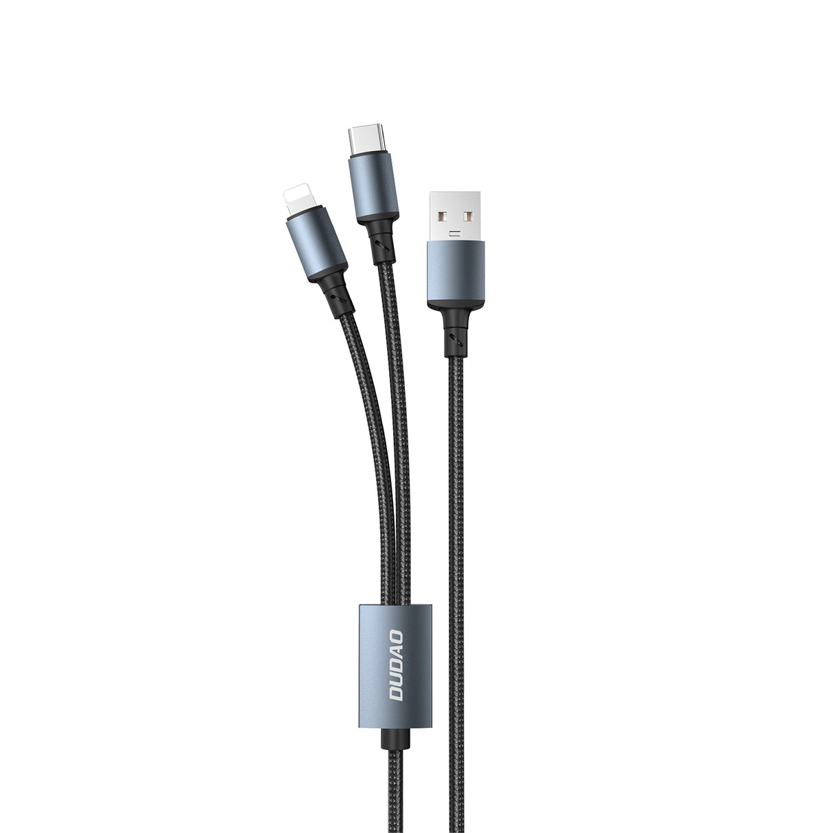 Cabo USB 2 em 1 Dudao para carregamento USB-A - USB-C / Lightning 6A 1,2m preto (TGL2)