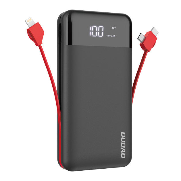 Dudao K1Pro powerbank 20000mAh com cabos integrados preto (K1Pro-black)