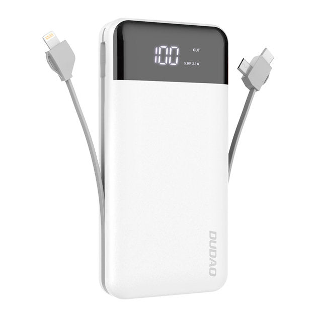 Dudao K1Pro powerbank 20000mAh com cabos integrados branco (K1Pro-branco)