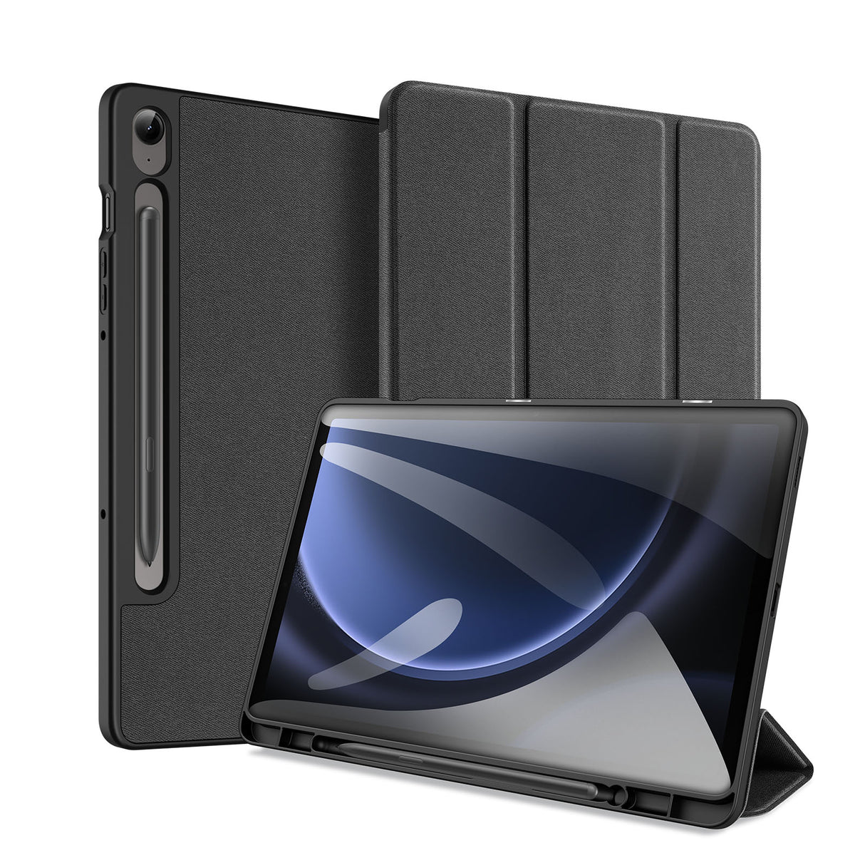 Capa de eco-couro Dux Ducis Domo com suporte para Samsung Tab S9 FE+ - preta