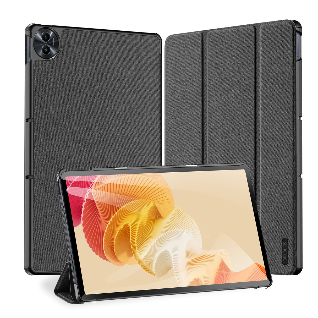 Capa Dux Ducis Domo de couro ecológico com suporte para Realme Pad 2 11.5'' - preta
