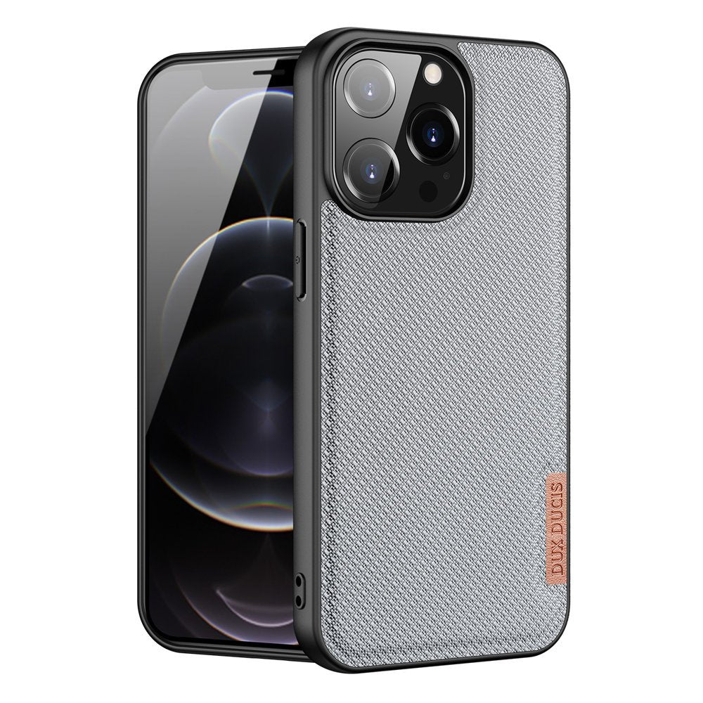 Capa fina Dux Ducis revestida com material de nylon para iPhone 13 Pro na cor cinza