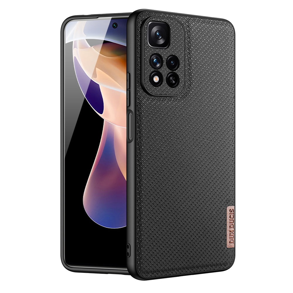 Capa Dux Ducis Fino para Xiaomi Redmi Note 11 Pro+ 5G (China) / 11 Pro 5G (China) / Mi11i HyperCharge / Poco X4 NFC 5G, revestida com material de nylon, na cor preta