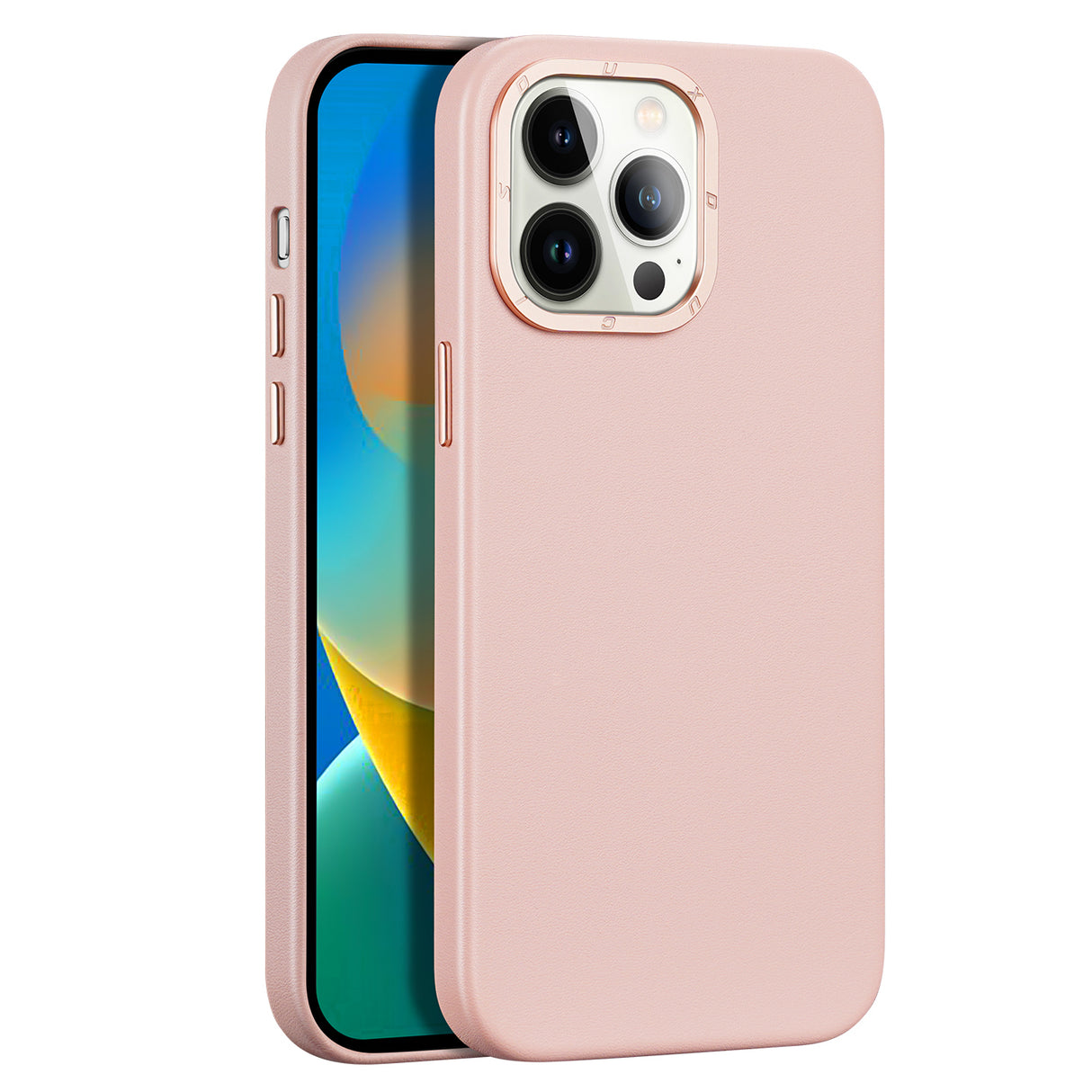 Dux Ducis Grit capa de couro para iPhone 14 Pro elegante capa de couro sintético (compatível com MagSafe) rosa